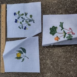 3 floral counted crossstitch canvases